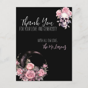Mariage rose gothique Floral Merci de carte postal