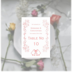 Mariage rose Numéro de table Cartes Vols Défilemen