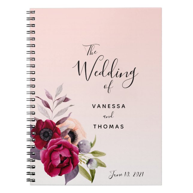 Mariage rose or bleu rose fleurons livre d'or (Devant)