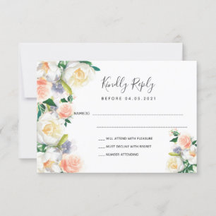 Mariage rose or flush floraux blanc RSVP