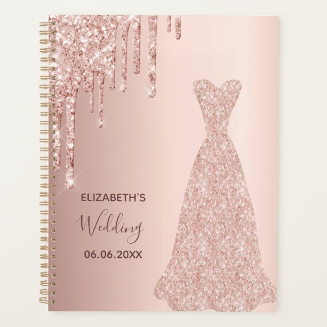 Mariage rose or scintillements gouttes mariée 2025 (Devant)