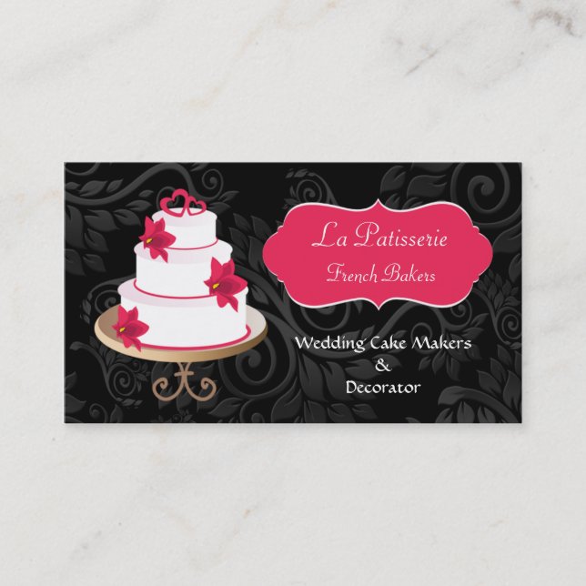 mariage rose pâtissiers cartes de visite (Devant)