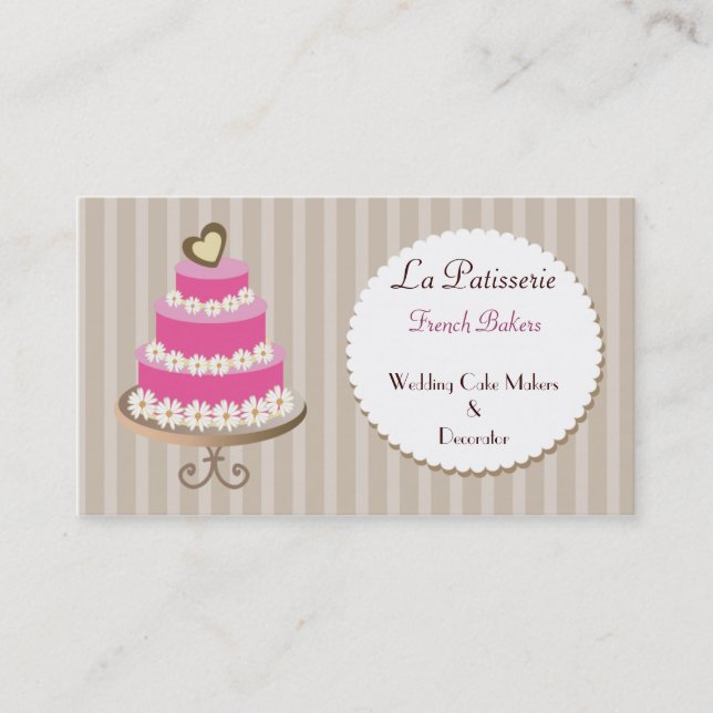 mariage rose pâtissiers cartes de visite (Devant)