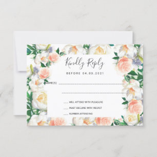 Mariage rose pliage flush floraux RSVP carte