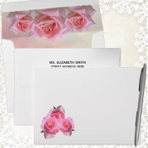 Mariage rose Roses avec enveloppe d'adresse de ret