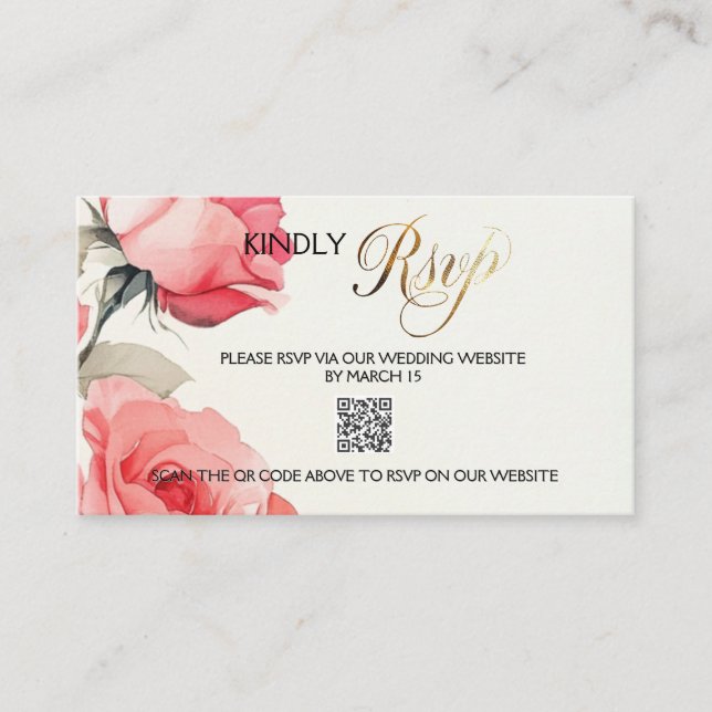 Mariage rose Roses Inviter carte RSVP (Devant)
