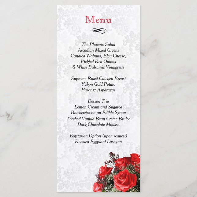 Mariage Rose rouge - Menu (Devant)