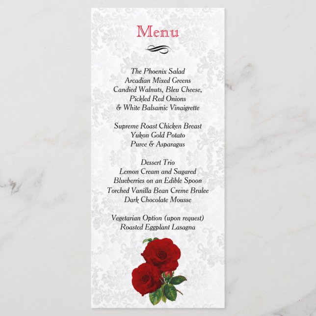 Mariage Rose rouge profond - Menu (Devant)