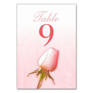 Mariage rose simple rose numéros de table bourgeon