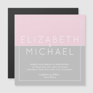Mariage rose sucre gris Enregistrer la date Magnet