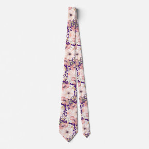 Mariage rose violet Floral Cravate