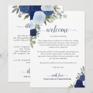 Mariage Roses Bleu Bohème Bienvenue & Programme