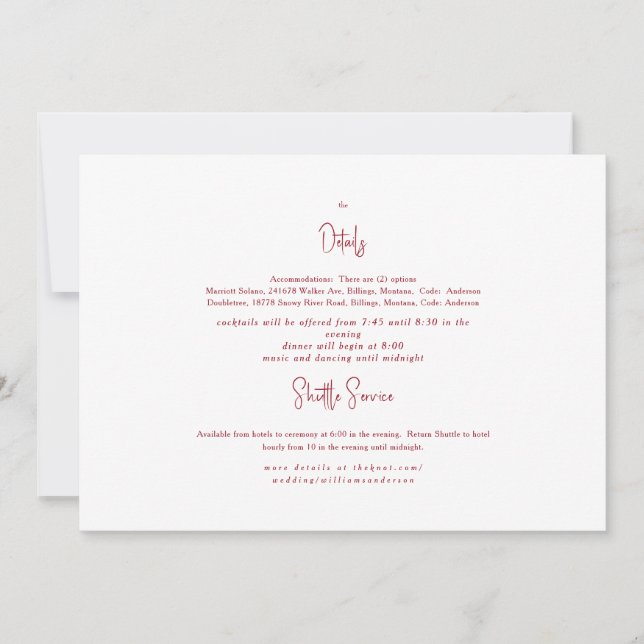 Mariage rouge et blanc détails II Invitation (Devant)