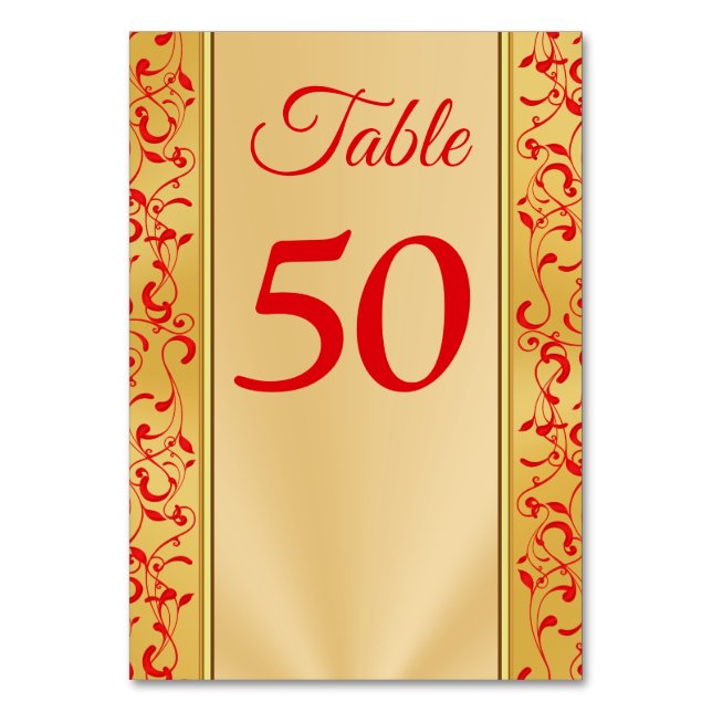Mariage rouge et or Numéro de tableau Cartes N'imp (Par défaut)