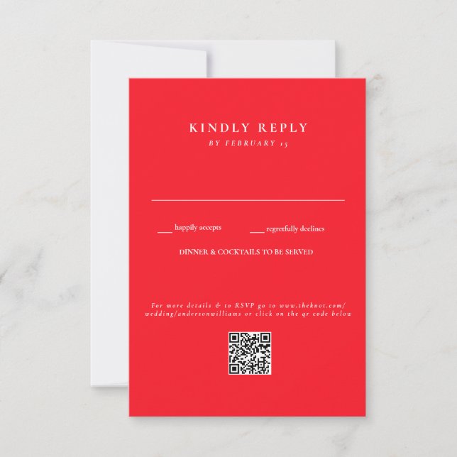 Mariage rouge moderne QR Code RSVP (Devant)
