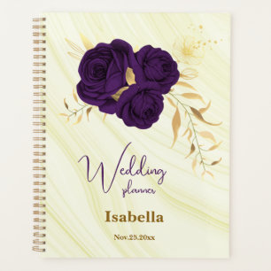 mariage royal fleur or marbre violet