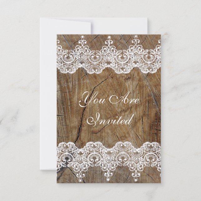 Mariage Royal Invitation Rustique Burlap & Dentell (Devant)