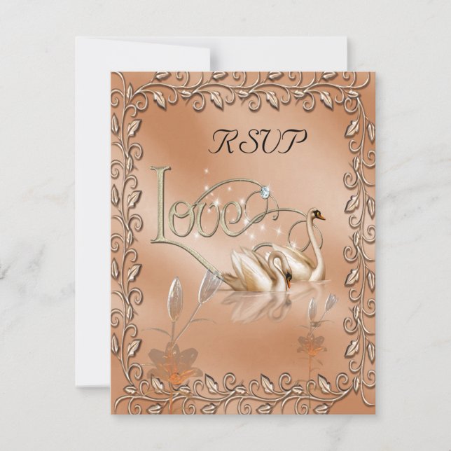 Mariage RSVP Amour Cygnes Floral (Devant)