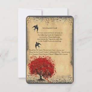 Mariage RSVP Arbre Rouge Feuille de Coeur Vintage 