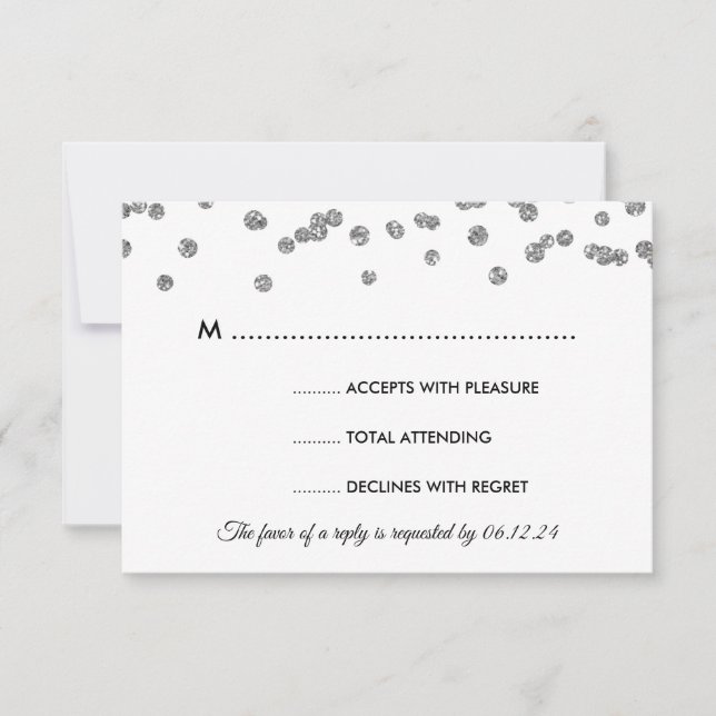 Mariage RSVP Argent Faux Parties scintillant Confe (Devant)