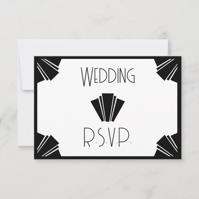 Mariage RSVP Art Déco Noir Et Blanc (Devant)