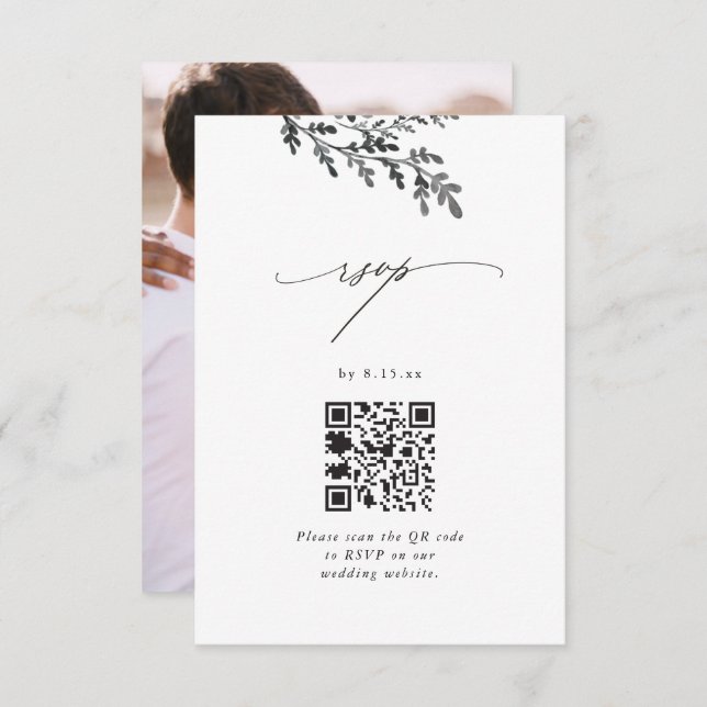 Mariage RSVP avec QR Code et photo (Devant / Derrière)