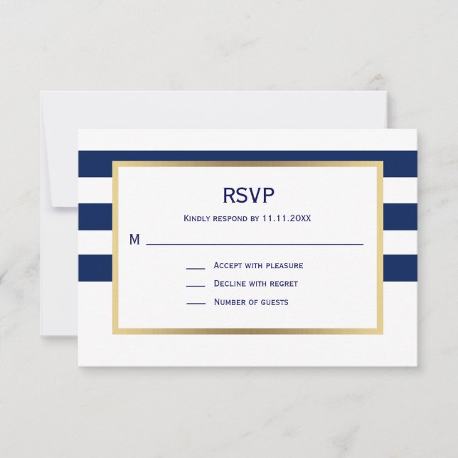 Mariage RSVP Bleu Bleu Marine (Devant)
