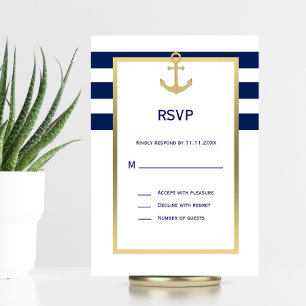 Mariage RSVP Bleu Bleu Marine
