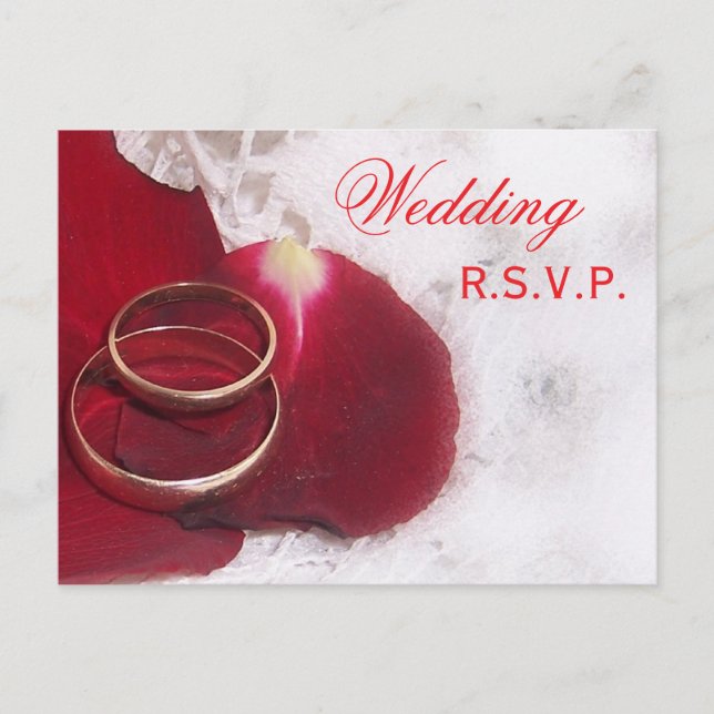 Mariage RSVP carte postale Cercles d'or Rose Pétal (Devant)