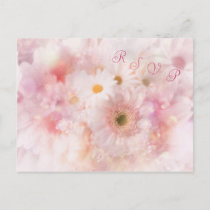 Mariage. RSVP. Daisies et Gerbera Carte postale