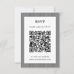 Mariage RSVP de code QR à rayures noir et blanc cl