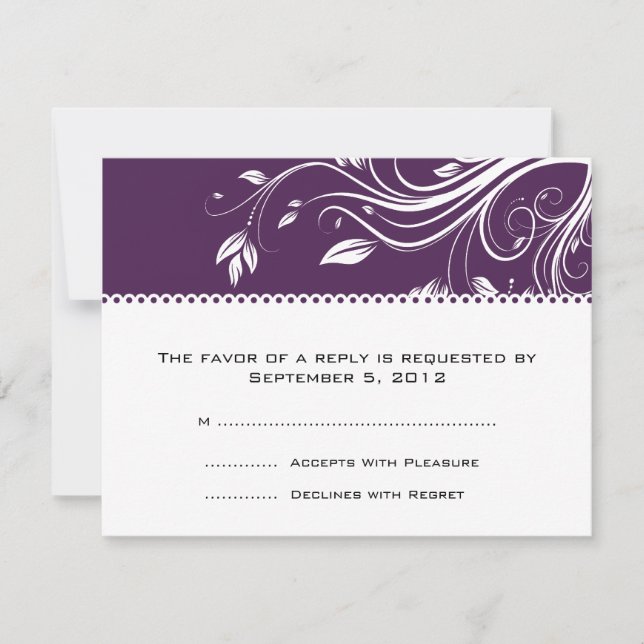 Mariage RSVP de fleurs violettes et blanches (Devant)