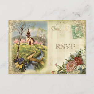 Mariage RSVP Église Vintage mignonne