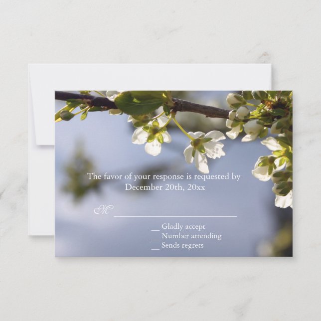 Mariage RSVP en fleurs de cerises blanches (Devant)