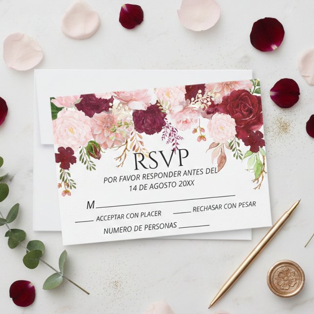 Mariage RSVP Floral rose Brousse d'Espagne (Créateur téléchargé)