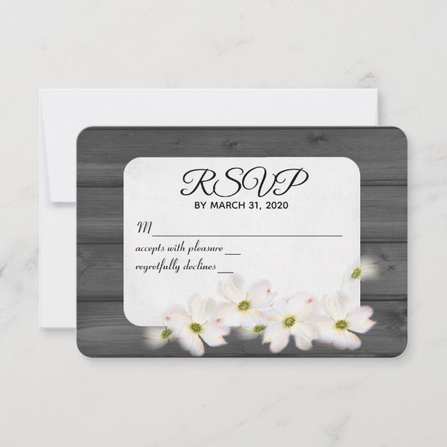 mariage RSVP floral sur bois noir (Devant)