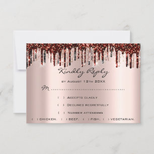 Mariage RSVP Gold Drips Rose de la mariée Bourgogn