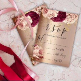 Mariage RSVP Marsala Florals Rose rose