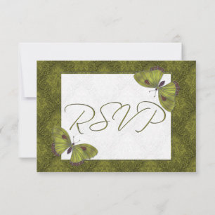 Mariage RSVP Papillon Brocade vert
