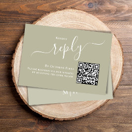 Mariage RSVP QR Code élégant Sage vert