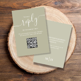 Mariage RSVP QR Code élégant Sage vert