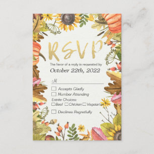 Mariage RSVP Réponse Automne Maple Fall Leaf Citro