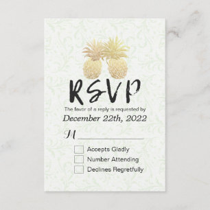 Mariage RSVP Réponse Vintage Ananas Couple