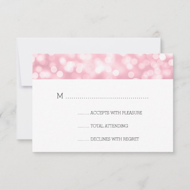 Mariage RSVP Rose Blush Rose Bokeh lumières (Devant)