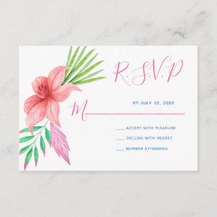 Mariage rsvp rose hawaïen à fleurs tropicales