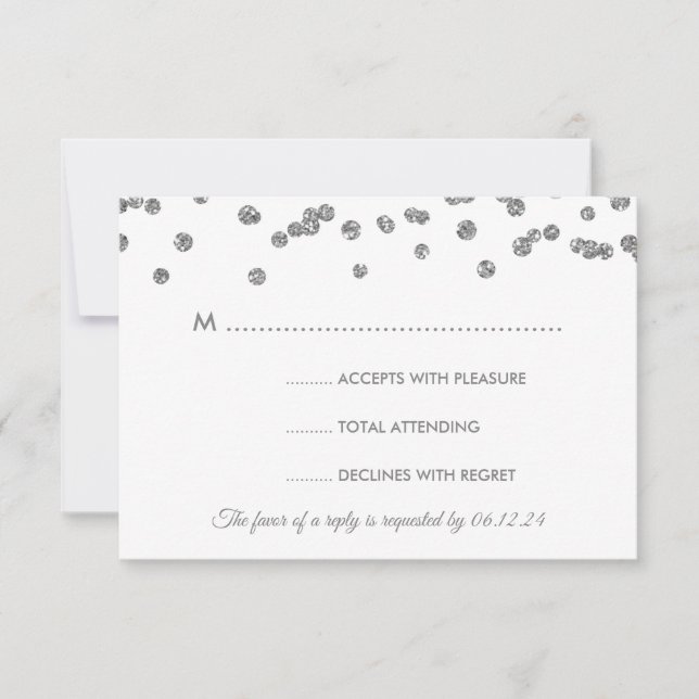 Mariage RSVP Silver Faux Parties scintillant Confe (Devant)