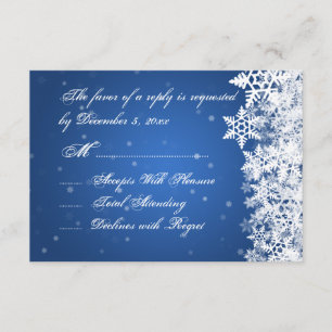 Mariage RSVP Snowflakes hiver Blue Sapphire