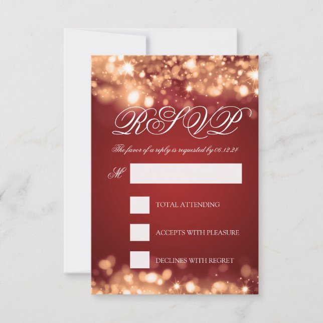 Mariage RSVP Sparkling Lights Or (Devant)