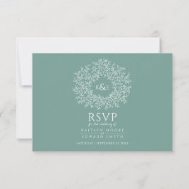 Mariage RSVP vert sauge feuille dessinée à la main