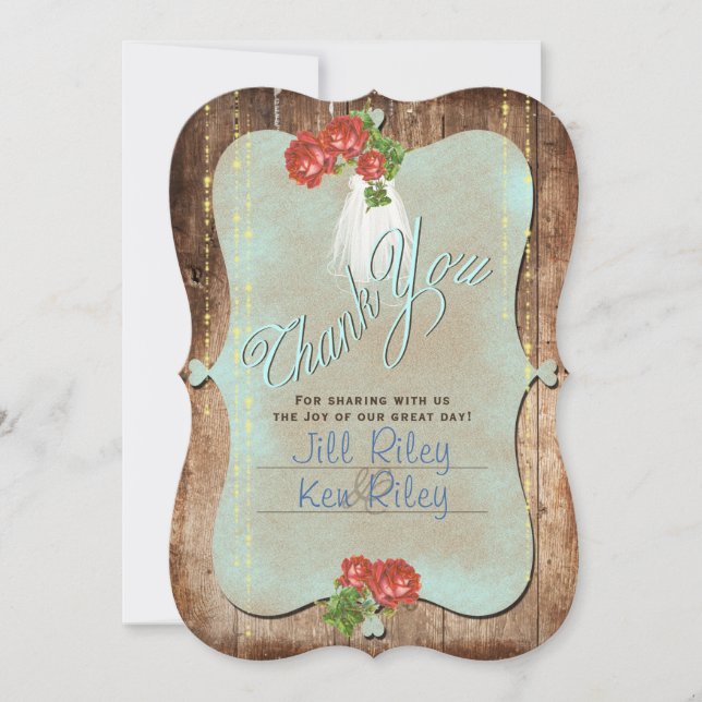 Mariage rustique ~ Carte de remerciements (Devant)